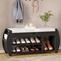 Storage Bench with Cushion, Curved Side Panels & Hidden Storage – MDF & Rubberwood