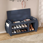 Storage Bench with Cushion, Curved Side Panels & Hidden Storage – MDF & Rubberwood