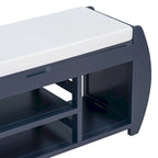 Storage Bench with Cushion, Curved Side Panels & Hidden Storage – MDF & Rubberwood