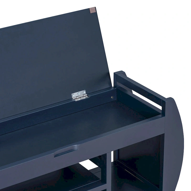 Storage Bench with Cushion, Curved Side Panels & Hidden Storage – MDF & Rubberwood