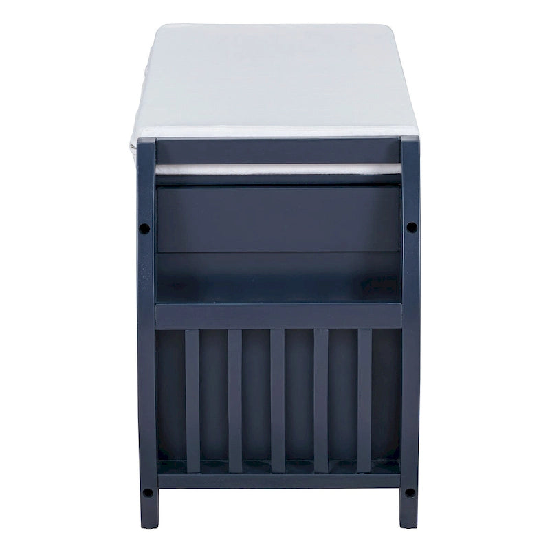 Storage Bench with Cushion, Curved Side Panels & Hidden Storage – MDF & Rubberwood