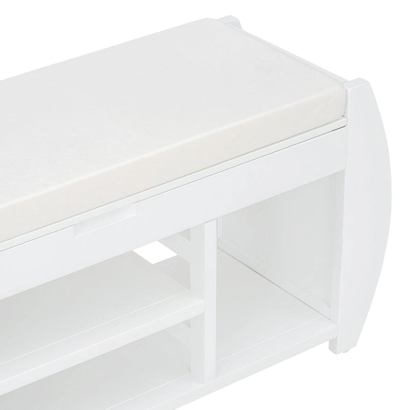 Storage Bench with Cushion, Curved Side Panels & Hidden Storage – MDF & Rubberwood