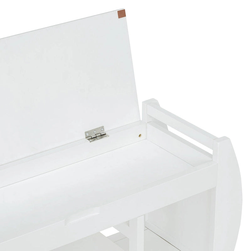 Storage Bench with Cushion, Curved Side Panels & Hidden Storage – MDF & Rubberwood