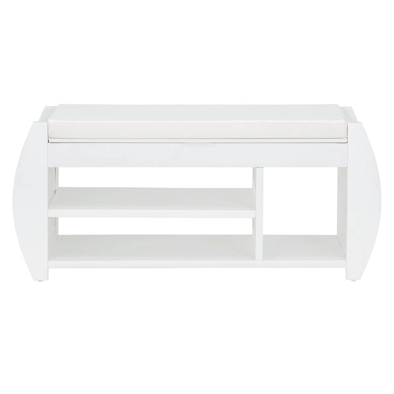 Storage Bench with Cushion, Curved Side Panels & Hidden Storage – MDF & Rubberwood