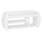 Storage Bench with Cushion, Curved Side Panels & Hidden Storage – MDF & Rubberwood