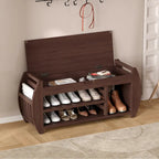 Storage Bench with Cushion, Curved Side Panels & Hidden Storage – MDF & Rubberwood