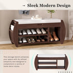 Storage Bench with Cushion, Curved Side Panels & Hidden Storage – MDF & Rubberwood