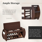 Storage Bench with Cushion, Curved Side Panels & Hidden Storage – MDF & Rubberwood