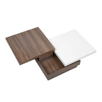 Square Coffee Table with Rotatable Top and Hidden Storage – MDF, 35.4–46.8W x 23.6D x 13.1H in