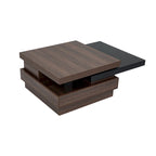 Square Coffee Table with Rotatable Top and Hidden Storage – MDF, 35.4–46.8W x 23.6D x 13.1H in