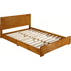 Oak Inlaid Panels Solid Wood King Bed Frame