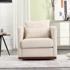 Chenille Swivel Barrel Chair – 360° Swivel, Metal Base | 31.5W x 31.5D x 27.95H in