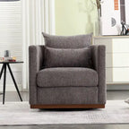 Chenille Swivel Barrel Chair – 360° Swivel, Metal Base | 31.5W x 31.5D x 27.95H in