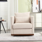 Chenille Swivel Barrel Chair – 360° Swivel, Metal Base | 31.5W x 31.5D x 27.95H in