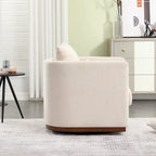 Chenille Swivel Barrel Chair – 360° Swivel, Metal Base | 31.5W x 31.5D x 27.95H in