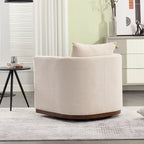 Chenille Swivel Barrel Chair – 360° Swivel, Metal Base | 31.5W x 31.5D x 27.95H in