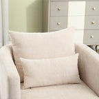 Chenille Swivel Barrel Chair – 360° Swivel, Metal Base | 31.5W x 31.5D x 27.95H in