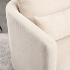 Chenille Swivel Barrel Chair – 360° Swivel, Metal Base | 31.5W x 31.5D x 27.95H in
