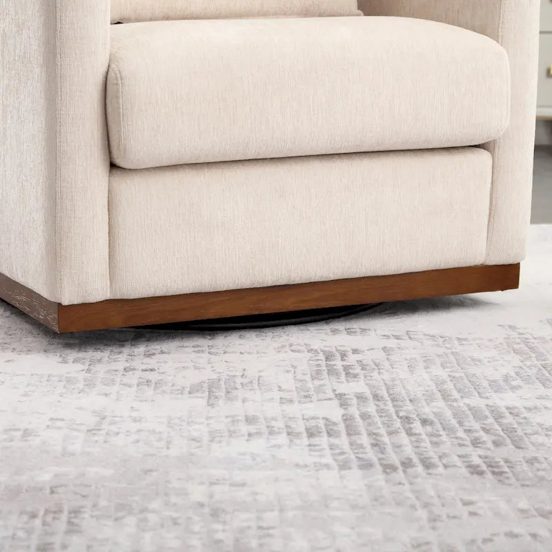 Chenille Swivel Barrel Chair – 360° Swivel, Metal Base | 31.5W x 31.5D x 27.95H in