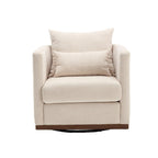 Chenille Swivel Barrel Chair – 360° Swivel, Metal Base | 31.5W x 31.5D x 27.95H in