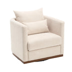 Chenille Swivel Barrel Chair – 360° Swivel, Metal Base | 31.5W x 31.5D x 27.95H in