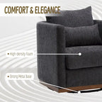 Chenille Swivel Barrel Chair – 360° Swivel, Metal Base | 31.5W x 31.5D x 27.95H in