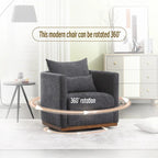 Chenille Swivel Barrel Chair – 360° Swivel, Metal Base | 31.5W x 31.5D x 27.95H in