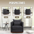 Chenille Swivel Barrel Chair – 360° Swivel, Metal Base | 31.5W x 31.5D x 27.95H in