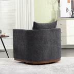 Chenille Swivel Barrel Chair – 360° Swivel, Metal Base | 31.5W x 31.5D x 27.95H in