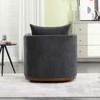 Chenille Swivel Barrel Chair – 360° Swivel, Metal Base | 31.5W x 31.5D x 27.95H in
