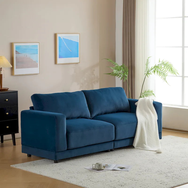 81" Modern Upholstery Sofa Loveseat with Square Arms
