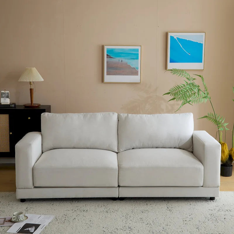  - Grace 81 Modern Upholstery Sofa Loveseat with Square Arms