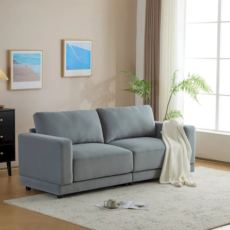 81" Modern Upholstery Sofa Loveseat with Square Arms