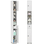 Tall Slim Bathroom Storage Cabinet Linen Tower with Drawer