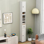 Tall Slim Bathroom Storage Cabinet Linen Tower with Drawer