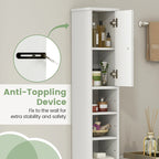 Tall Slim Bathroom Storage Cabinet Linen Tower with Drawer