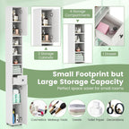 Tall Slim Bathroom Storage Cabinet Linen Tower with Drawer