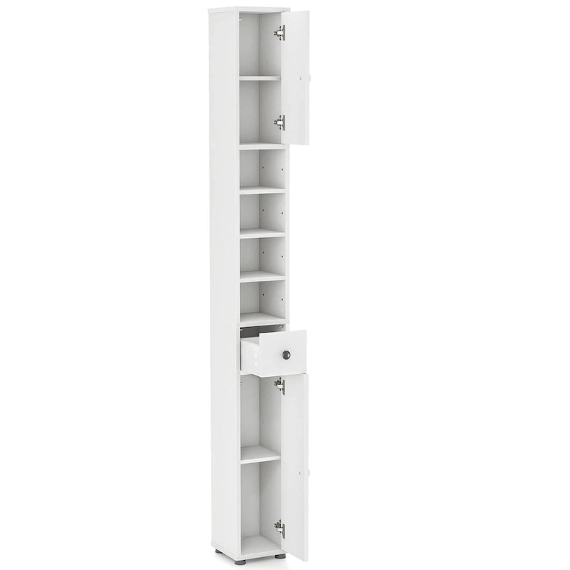 Tall Slim Bathroom Storage Cabinet Linen Tower with Drawer