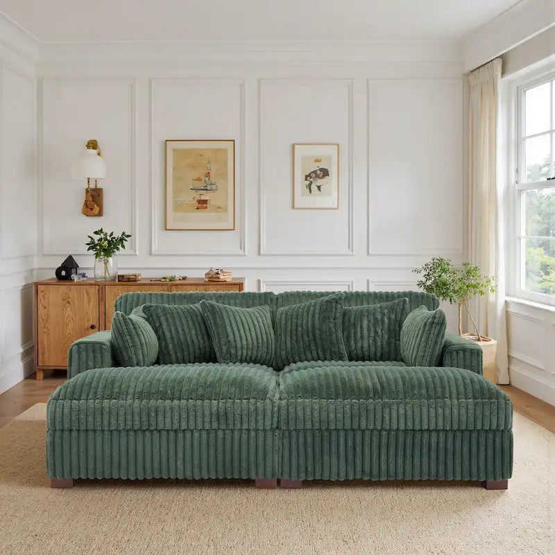2-Piece Corduroy Modular Sectional Sofa with Chaise – 82.7W x 65D x 34.7H in