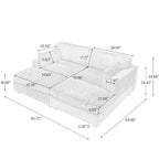 2-Piece Corduroy Modular Sectional Sofa with Chaise – 82.7W x 65D x 34.7H in