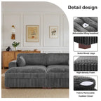 2-Piece Corduroy Modular Sectional Sofa with Chaise – 82.7W x 65D x 34.7H in