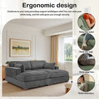 2-Piece Corduroy Modular Sectional Sofa with Chaise – 82.7W x 65D x 34.7H in