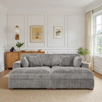 2-Piece Corduroy Modular Sectional Sofa with Chaise – 82.7W x 65D x 34.7H in