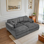 2-Piece Corduroy Modular Sectional Sofa with Chaise – 82.7W x 65D x 34.7H in