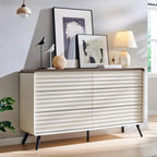 Mid Century Modern 6 Drawers Dresser, Wood Fluted Chest of Drawers