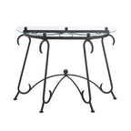 Semi-Circular Tempered Glass Console Table with Matte Black Metal Frame