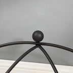 Semi-Circular Tempered Glass Console Table with Matte Black Metal Frame