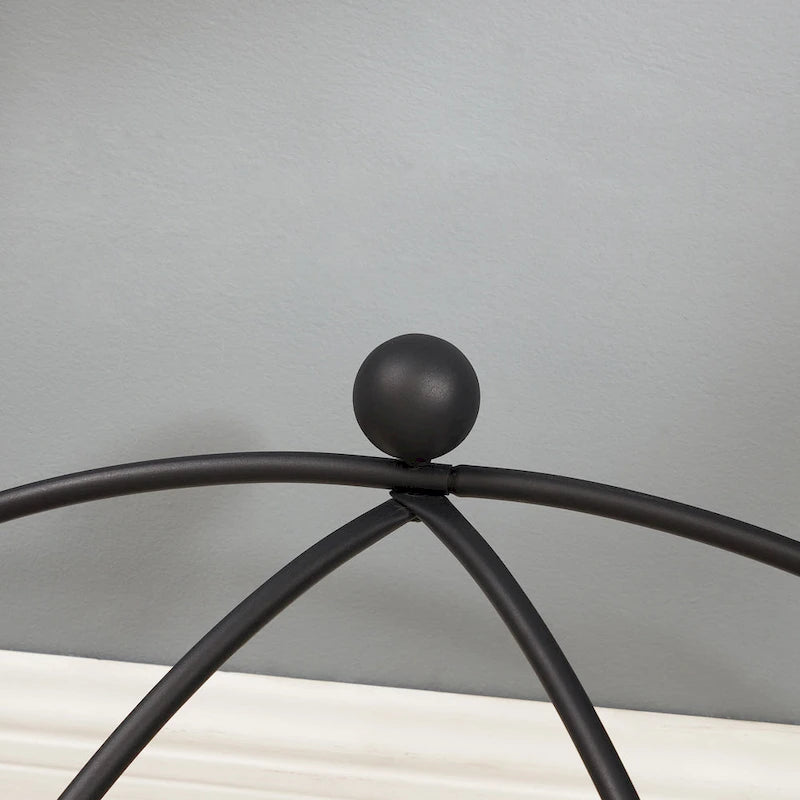 Semi-Circular Tempered Glass Console Table with Matte Black Metal Frame