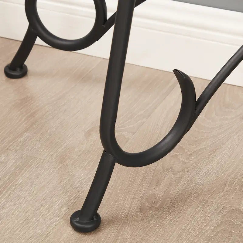 Semi-Circular Tempered Glass Console Table with Matte Black Metal Frame