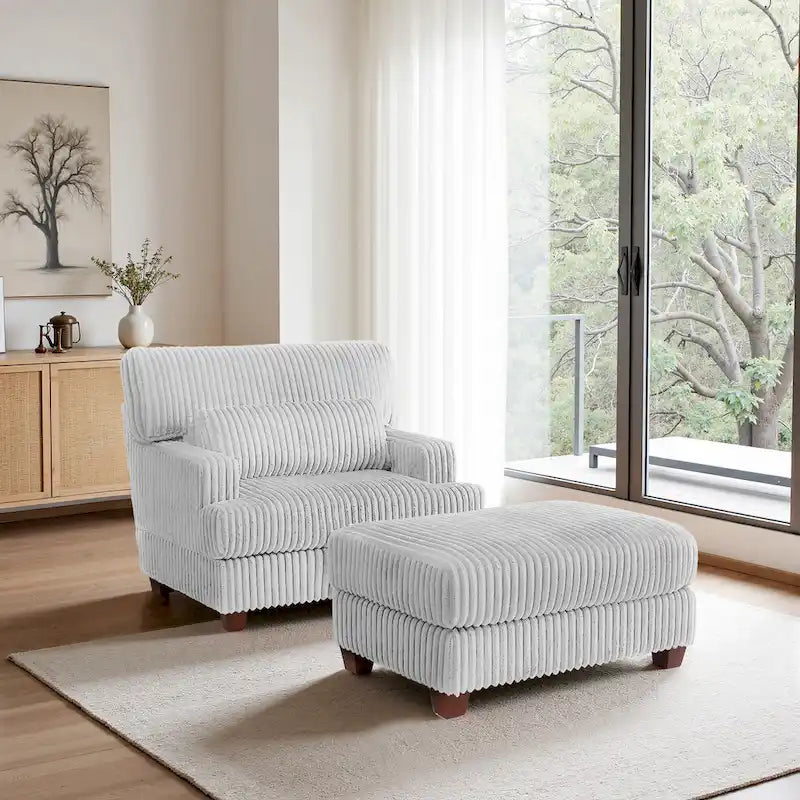 Oversized Chaise Longue Accent Chair with Ottoman
